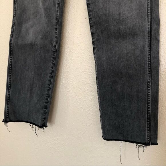 Madewell Stovepipe Grey Gray High Rise Jeans Size 25 Straight Leg Raw Hem - Picture 8 of 15